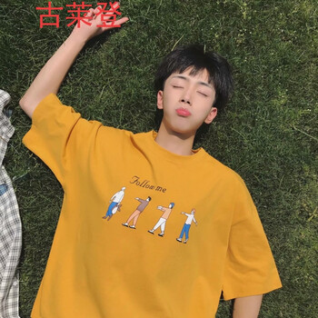 古萊登（GODLIKE） 五分袖 男士T恤 四個人黃 