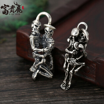 男士項(xiàng)鏈純銀骷髏