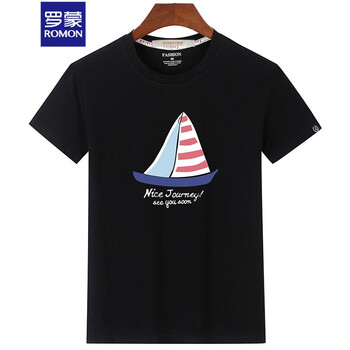 羅蒙（ROMON） 短袖 男士T恤 帆船黑色 