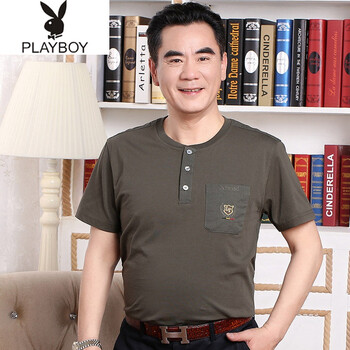 花花公子（PLAYBOY ESTABLISHED 1953） 短袖 男士T恤 DT8886綠色 