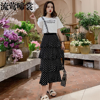 流鶯啼裳 字母 迷彩，貼布，蕾絲 連衣裙