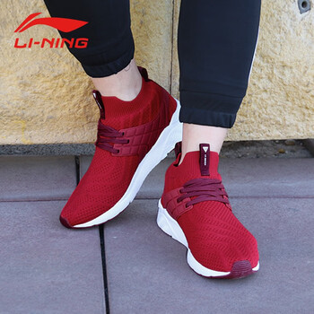 李寧（LI-NING）跑步鞋云底襪套鞋-公牛紅  