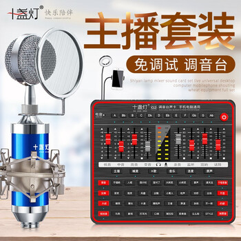 十盞燈  懸掛式 麥克風(fēng) 加補光燈套裝【太空藍(lán)】