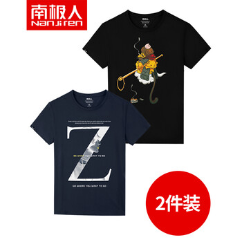南極人（Nan Ji ren） 短袖 男士T恤 藍(lán)/時(shí)尚Z-黑/背影猴 