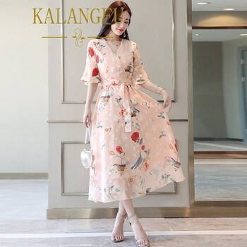 卡朗芙（KALANGFU）  拉鏈，綁帶，印花 連衣裙
