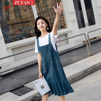 祖燕（ZUYAN） 純色 口袋，金屬裝飾，明線(xiàn)裝飾 連衣裙