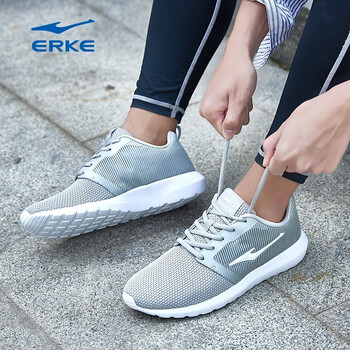鴻星爾克（ERKE）跑步鞋淺灰/正黑(網(wǎng)面) 