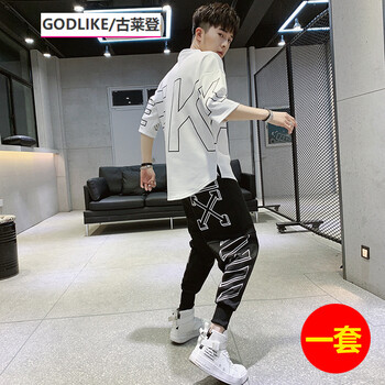古萊登（GODLIKE） 五分袖 男士T恤 白色一套 