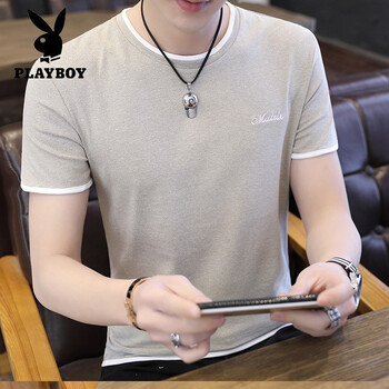 花花公子（PLAYBOY） 短袖 男士T恤 米白色A889 