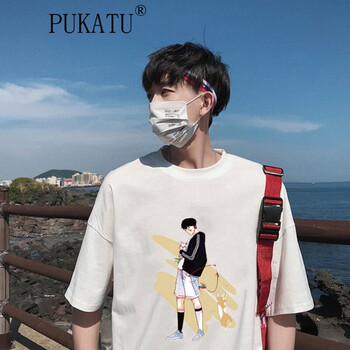 普卡圖（PUKATU） 短袖 男士T恤 白色(抱貓男孩) 