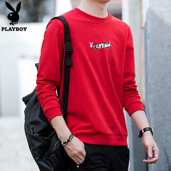 花花公子（PLAYBOY） 長袖 男士T恤 304紅色 