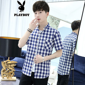 花花公子（PLAYBOY ESTABLISHED 1953） 短袖 男士襯衫 基礎(chǔ)大眾