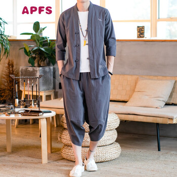 APFS 五分袖 男士T恤 深灰色 