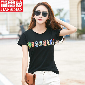 簡(jiǎn)思蔓（JIANSIMAN） 印花 短袖 T恤 女 圓領(lǐng)