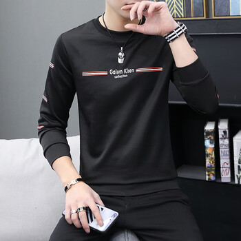 歐倫薩（OULUNSA） 長(zhǎng)袖 男士T恤 S01黑色 