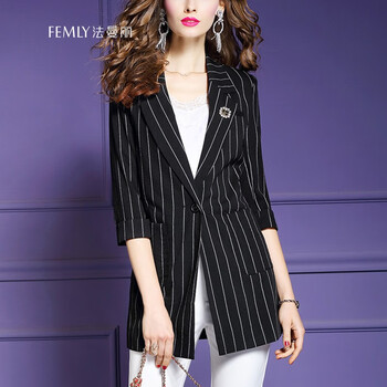法曼麗（FEMLY）  七分袖 女 短外套 口袋，紐扣，立體剪裁