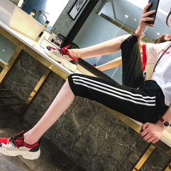 純棉微喇運動褲女