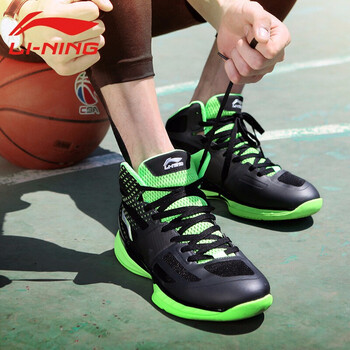 李寧（LI-NING）籃球鞋超輕10代-黑/熒光嫩綠 