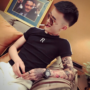 艾丁帛哥 短袖 男士T恤 D01黑色 