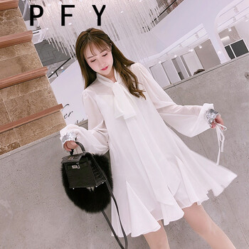 PFY 純色 綁帶 連衣裙