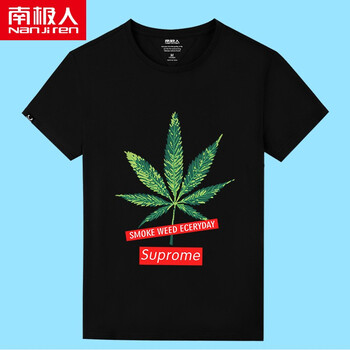 南極人（Nanjiren） 短袖 男士T恤 黑色/字母綠葉 