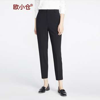 歐小倉 自然腰 直筒褲 女 九分褲 休閑褲