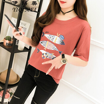 伊琪美（YIQIMEI） 3D，印花 短袖 T恤 女 圓領(lǐng)
