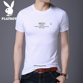 playboy 短袖 男士T恤 白色 