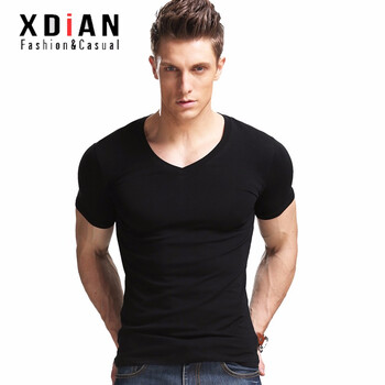 續(xù)點(diǎn)（XDIAN） 短袖 男士T恤 黑色V領(lǐng) 