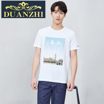 端致（DUANZHI） 短袖 男士T恤 米白花紋30 