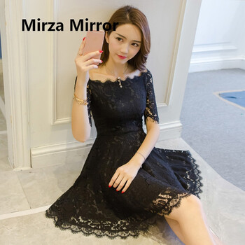 蜜莎蜜拉（Mirza Mirror） 純色 拼接，露背，拉鏈，鏤空，褶皺，紗網(wǎng)，蕾絲 連衣裙