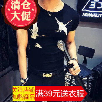 閃爆（SHANBAO） 短袖 男士T恤 KC雙鶴黑色 