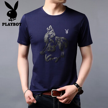 花花公子（PLAYBOY） 短袖 男士T恤 1576HH9575藍(lán)色 