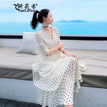 波點超長裙
