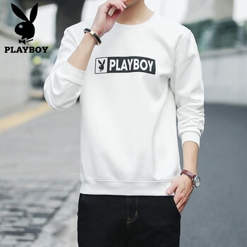 花花公子（PLAYBOY ESTABLISHED 1953） 長袖 男士T恤 20173白色秋款 