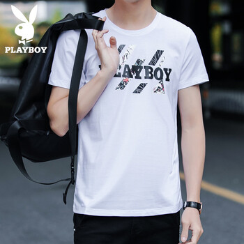 花花公子（PLAYBOY ESTABLISHED 1953） 短袖 男士T恤 白色36093 