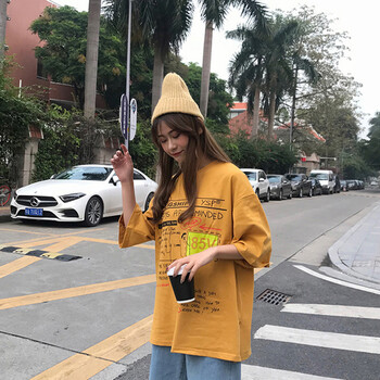 圓領(lǐng)印花短袖，微胖女生的福音