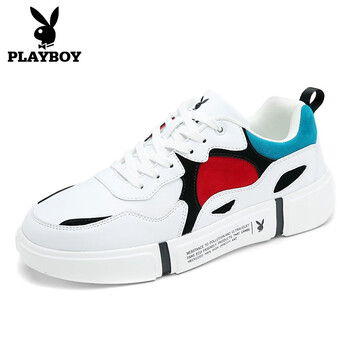 花花公子（PLAYBOY）男士白紅沖孔W 39