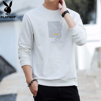 花花公子（PLAYBOY） 長(zhǎng)袖 男士T恤 H303白色 