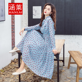 涵萊（HANLAI） 圓點(diǎn) 拉鏈 連衣裙