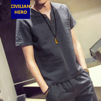 Civilian Hero 短袖 男士T恤 灰藍(lán)上衣 