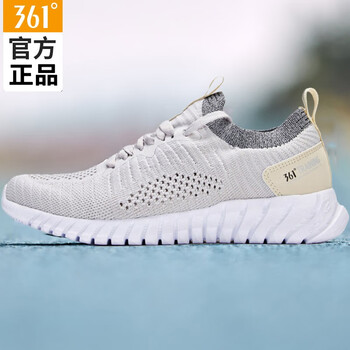 361度跑步鞋薄霧灰/米色 