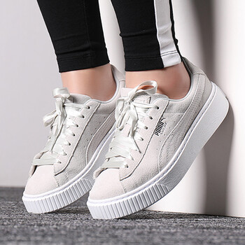 彪馬（PUMA）板鞋369172-02/淺灰/翻毛皮/厚底 