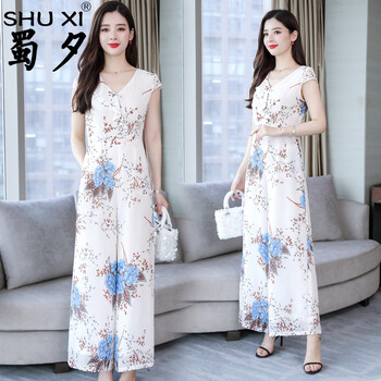 蜀夕（SHUXI） 高腰 闊腿褲 女 長褲 休閑褲