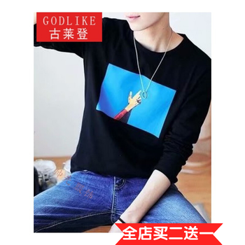 古萊登（GODLIKE） 長袖 男士T恤 藍天黑色 