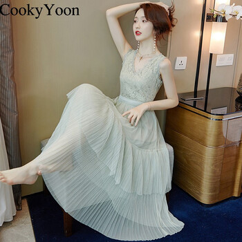 CookyYoon 純色 拼接，鏤空，褶皺 連衣裙