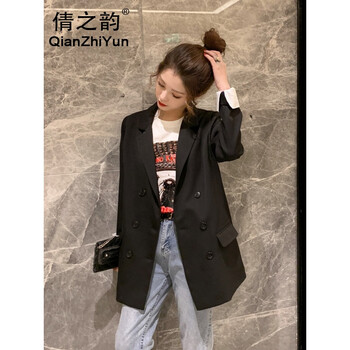 雙排扣寬松中長款西服