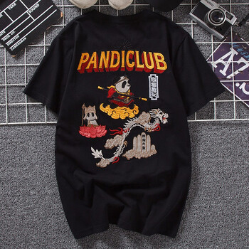 V5 短袖 男士T恤 刺繡款 熊貓黑色 