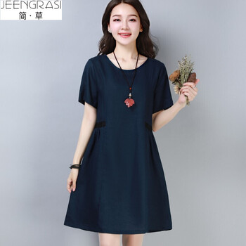 簡(jiǎn)·草（JEENGRASI） 純色 拼接，抽褶，撞色，明線裝飾 連衣裙