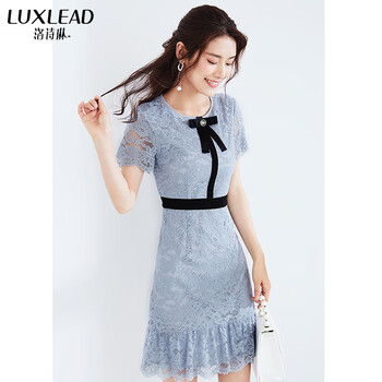洛詩琳（LUXLEAD） 純色 拉鏈，蝴蝶結(jié)，蕾絲 連衣裙